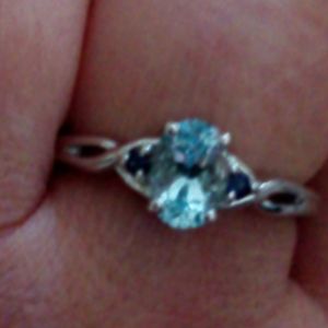 Auqamarine,Blue Sapphire Infinity ring